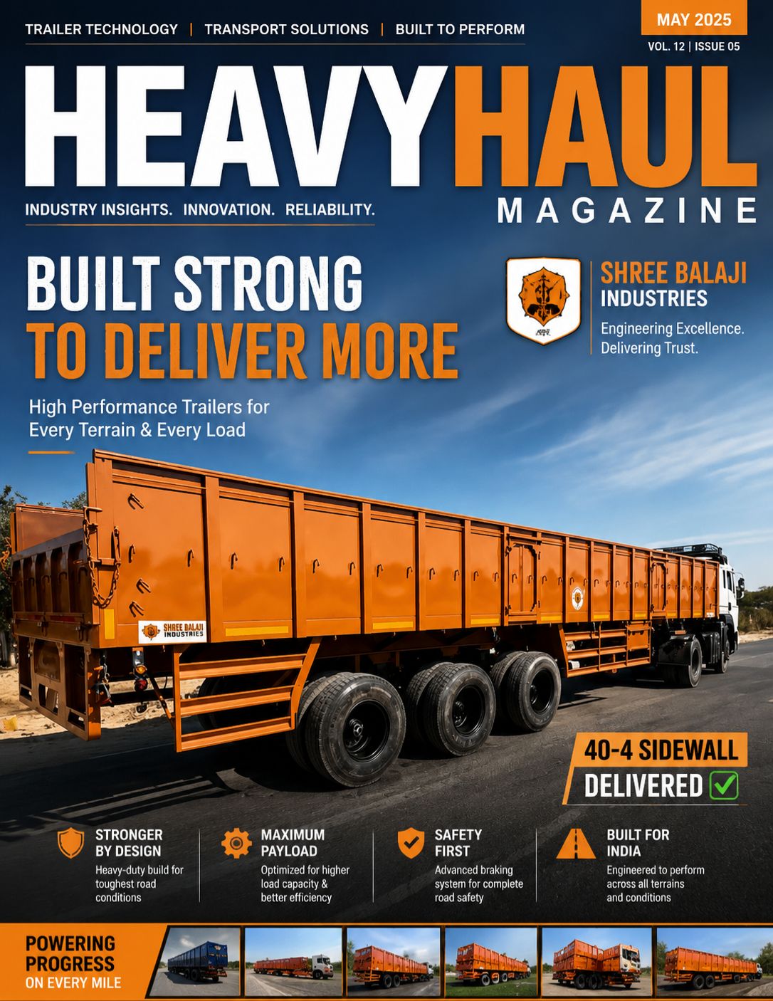 40 feet sidewall trailer delivery poster from Shree Balaji Industries